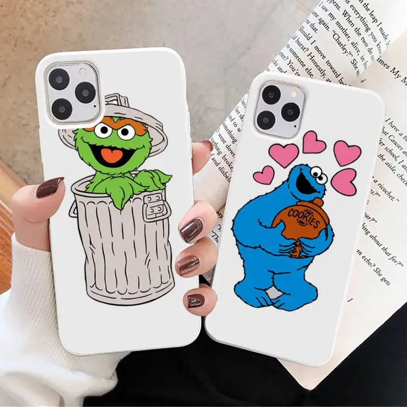 

Ins Sesame Street Cookie Phone Case Candy Color for iPhone 6 7 8 11 12 s mini pro X XS XR MAX Plus