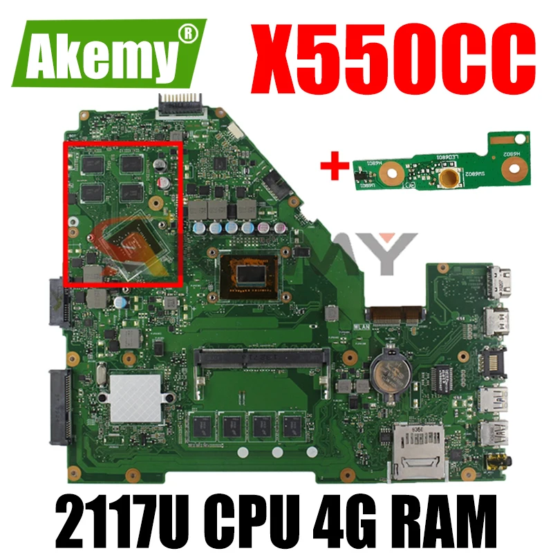 Akmey X550CC для Asus X550CA R510C Y581C X550C X550CL материнская плата ноутбука 4G RAM 2117U CPU