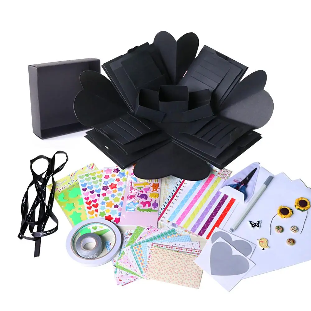 Box and accessories Высокое качество DIY сюрприз любовь взрыв коробка подарок взрыв для юбилея скрапбук DIY Фотоальбом подарок на день рождения 15x15x15 см - Цвет: Box and accessories