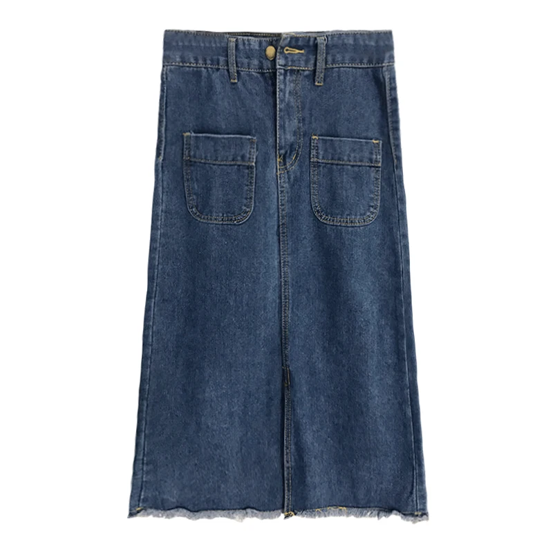 

2020 Spring Summer New College Style Denim Skirt Female Mid-length Design Sense A-line Women's Tide Faldas s Womens