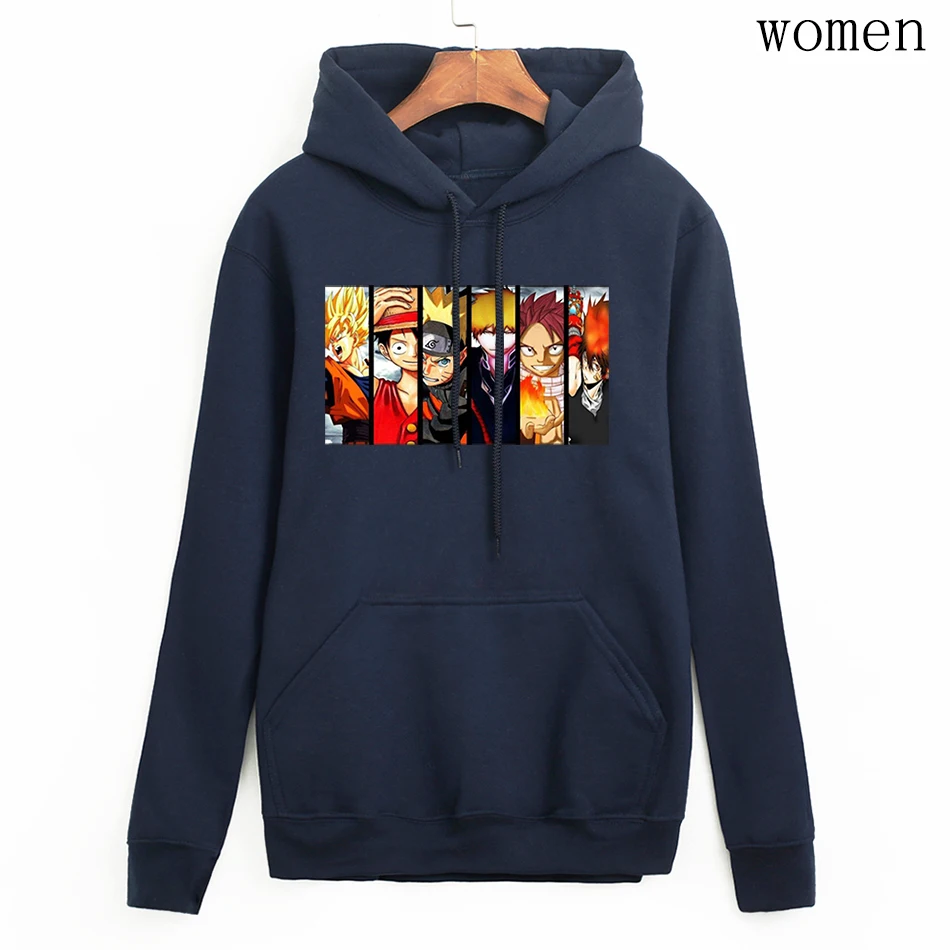 

One Piece Dragon Ball Cartoon Ladies Hoodies Fashion Hip Hop Sweatshirt Leisure Standard Pullovers Polyester Long Sleeve Moletom