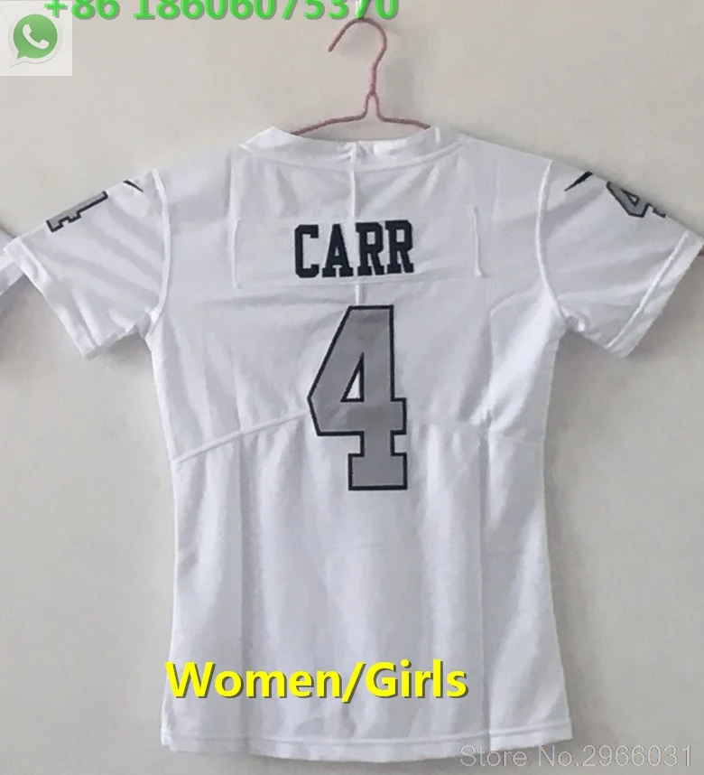 А+++ Качество Женщины 24 marshawn lynch 52 khalil mack 89 amari cooper 4 Derek Carr Джерси Окленд - Цвет: for women