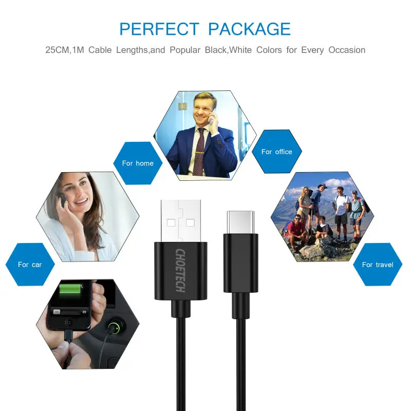 CHOETECH usb type C кабель для USB передачи данных быстрой зарядки samsung S8 кабели мобильных
