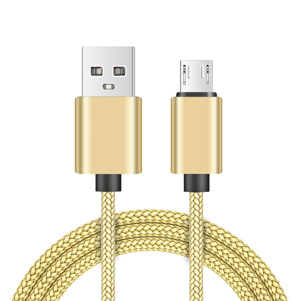 Gold Дата-кабель Micro USB кабель нейлоновый плетеный кабель для быстрой зарядки передачи и Зарядное устройство для передачи данных Шнур Совместимость со всеми устройствами на базе Android кабель для синхронизации данных и зарядки 1/2/3 м - Цвет: Gold