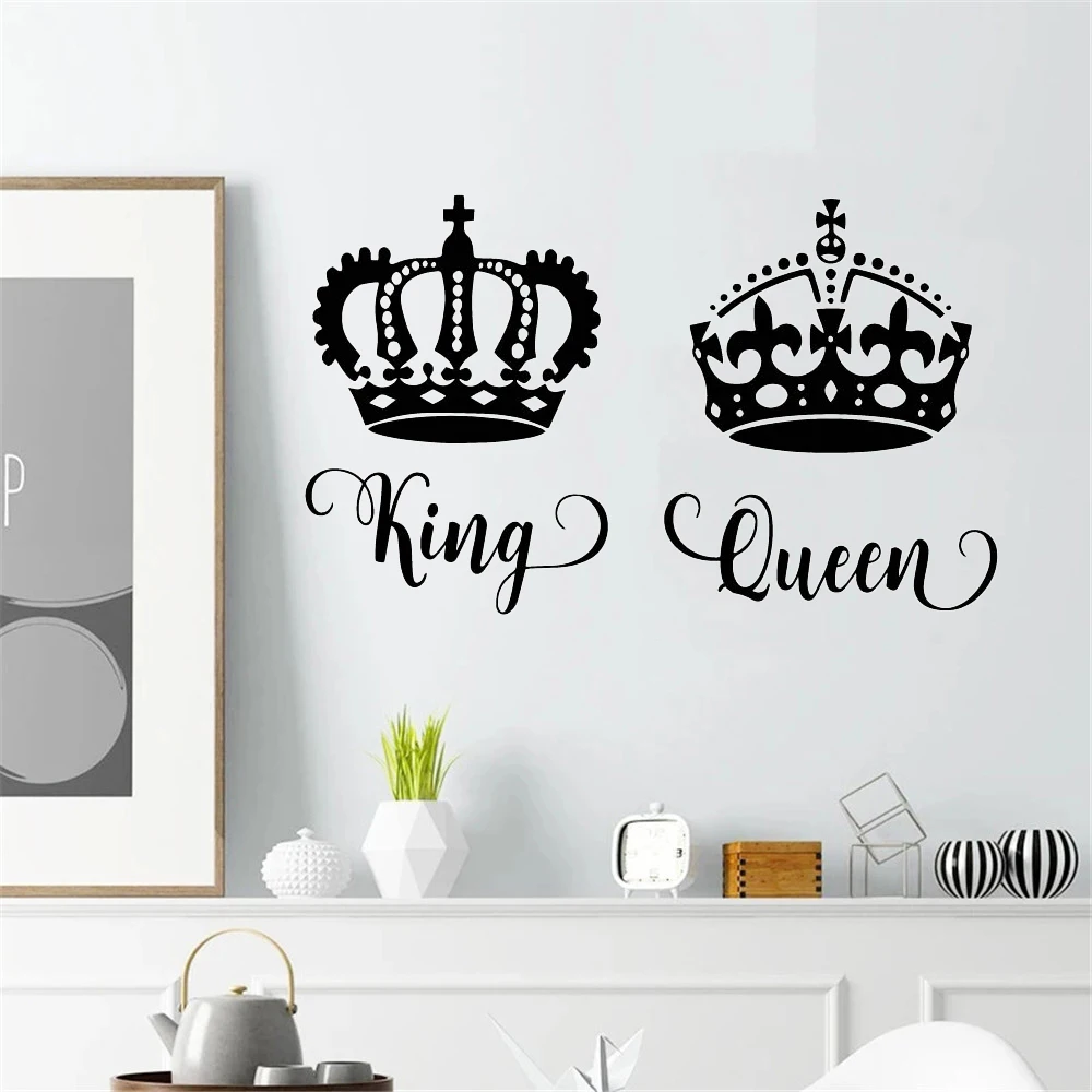 King Queen Crown Wall Sticker Decal Stickers Home Decor Living Room Bedroom  Decor Waterproof Wallpaper