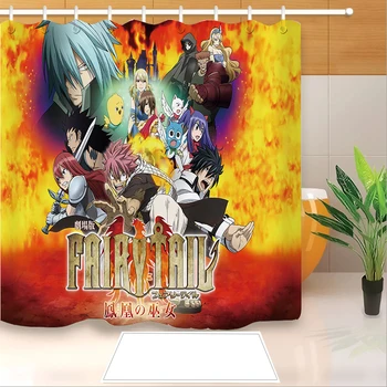 

High Quality Anime Fairy Tail 3D Printed Shower Curtains Bath Products Bathroom Decor with Hooks Waterproof 01