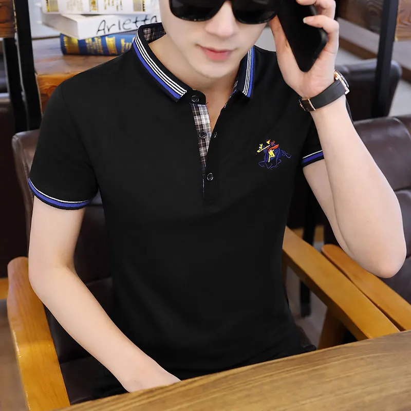 

2020 Men Polo Men Short Sleeve New Polo Shirt Contrast Color Polo New Clothing Summer Streetwear Casual Fashion Men tops M-4XL