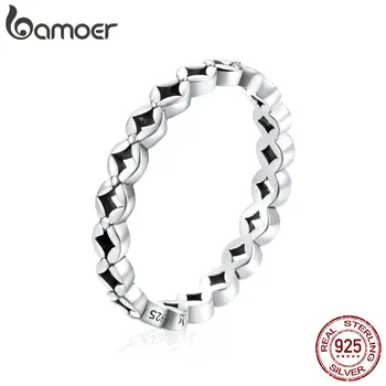 

BAMOER Original Design 925 Sterling Silver Geometric Stackable Finger Ring For Women Wedding Animal S925 Silver Jewelry SCR648