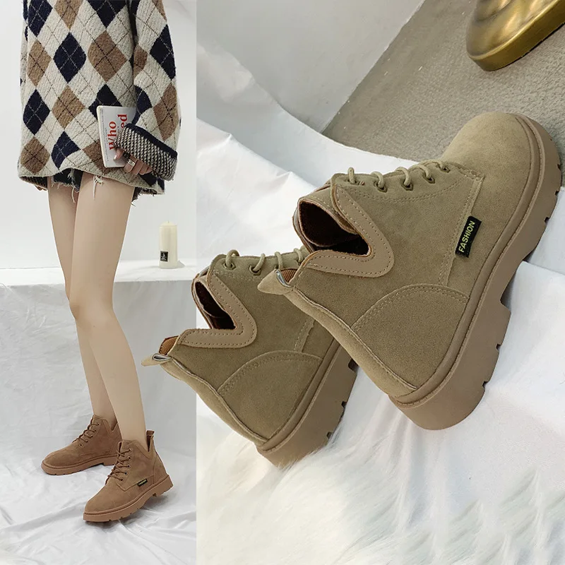 

Martin Boots Women's 2019 Short Boots Versatile Korean-style Martin Chunky-Heel Low Heel New Style Women's Spring And Autumn Sin