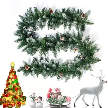 

DishyKooker 2.7M Simulate White Spray Cane Rattan with Pine Cone for Christmas Window Door Decoration