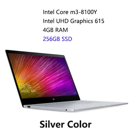 Ноутбук Xiaomi mi Air, 12,5 дюймов, Windows 10, Intel Core m3-8100Y, двухъядерный, 1,1 ГГц, 4 Гб, 128 ГБ, HD mi, ноутбук - Цвет: M3 256G Silver