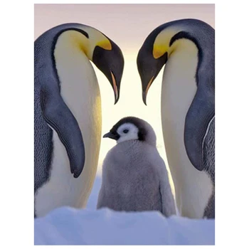

Diamond Painting Full Round Drill Diamond Cross Stitch Arts Craft Canvas for Wall Decor Penguin Family