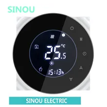 Беспроводной контроллер температуры для воды/электрический подогрев пола воды/газовый котел работает Google Home/умный WiFi сенсорный термостат