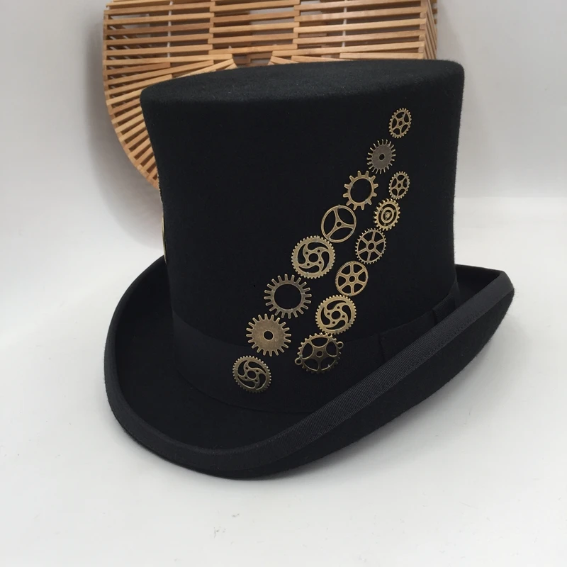 17cm of top hat black Presidential feather magic cap male the steam times masquerade hat in street mens trilby hats