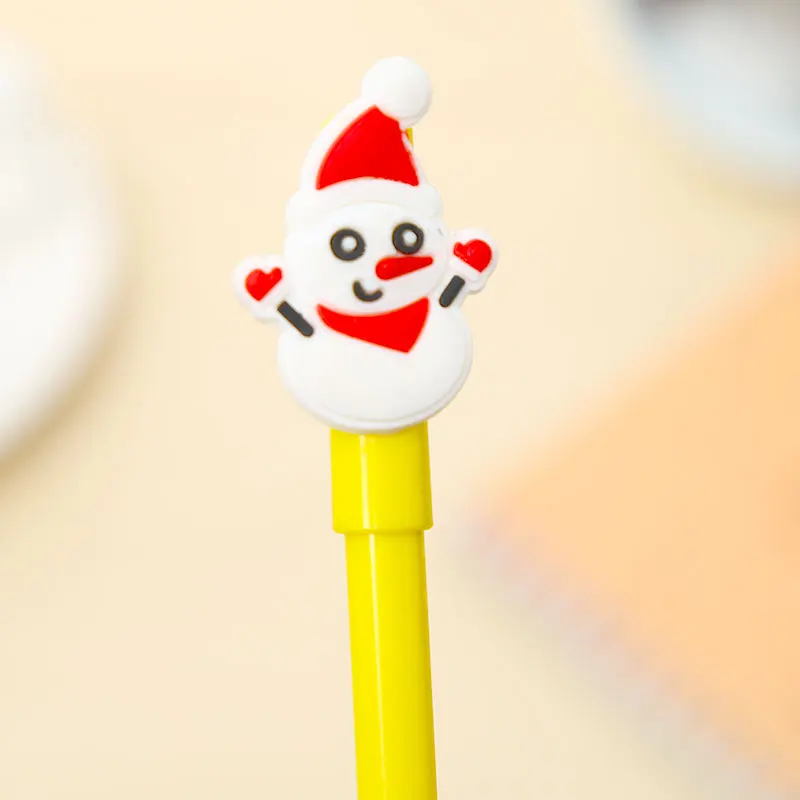 snowman 1pc Мультяшная Рождественская ручка, гелевая чернильная, черная, синяя, милая, кавайная, забавная, Санта Клаус, дерево, олень, канцелярские принадлежности для школы, офиса, коллегу, подарок на свадьбу - Цвет: snowman 1pc