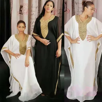 Kaftan Dubai Abaya Turkey Muslim Chiffon Maxi Dress Islam Clothing Elegant African Dresses for Women Boubou Robe Djellaba Femme