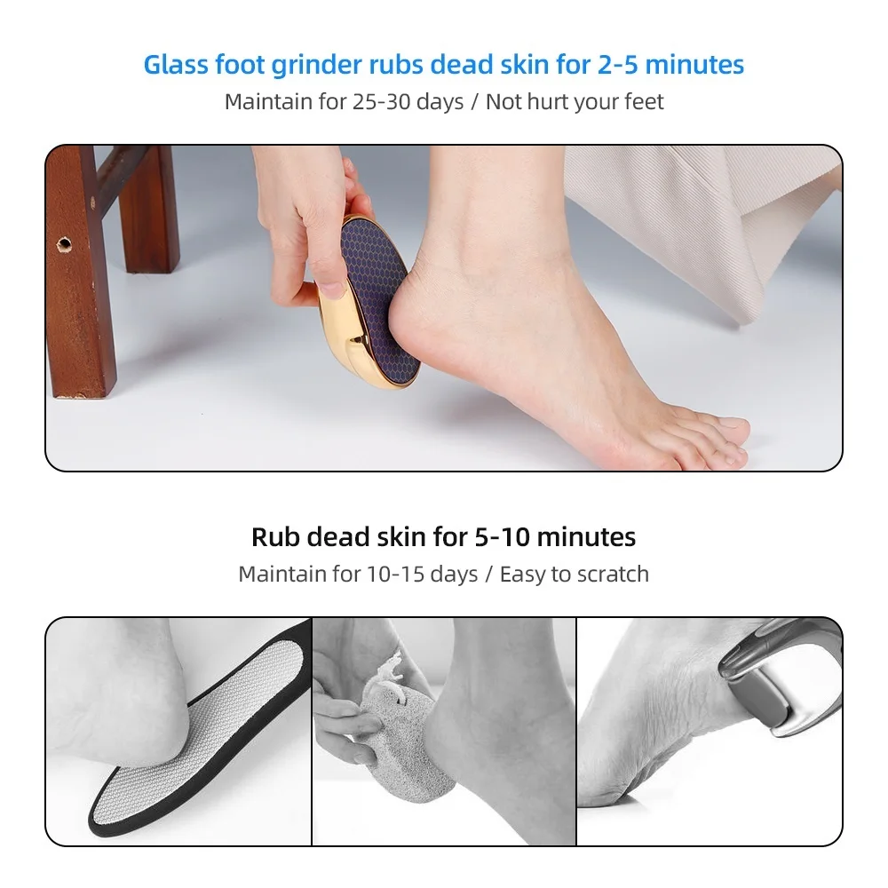 Nano Glass Foot Grinder Fast Foot Dead Skin Remover Foot Grinding Pedicure Tool Heel Old Callus Dry Hard Skin Polisher Glass