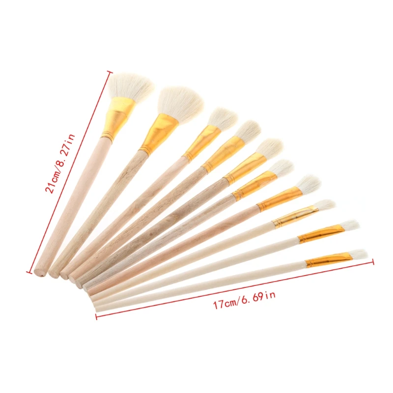 10Pcs Brushes Set for Art Painting Oil Acrylic Watercolor Drawing Craft DIY Kid