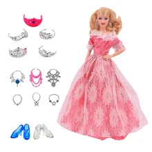 

7PCS Barbies Doll Clothes Shoes Glasses Necklace Bag Suit Fit 11.8Inch Barbies,1/6 BJD,30cm Blythe Doll,Children's Toys Accessor