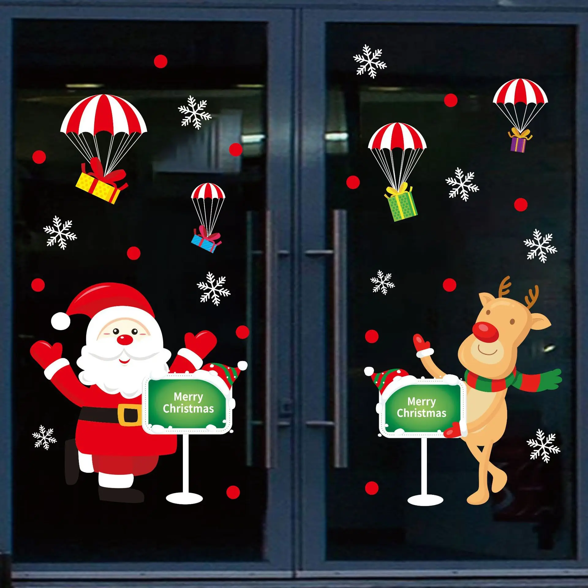 

Wall-StickersChristmas Static color Color Shop Window Car New Year Creative Glass Flower