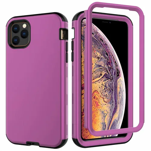 purple and Black 360 Полный Гибридный бронированный чехол для телефона iPhone 11 11 Pro MAX чехол PC силиконовый бампер для iPhone XR XS MAX противоударный чехол - Цвет: purple and Black