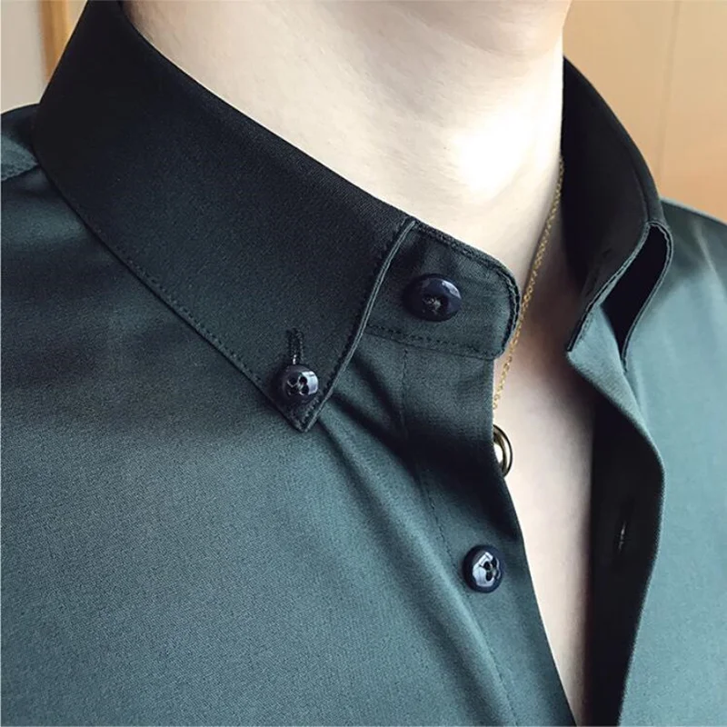 2019New Quality dress Business Men Long-sleeved Quality Shirt Casual Formal Design Shirt Oversized Man Solid color Shirts Tops