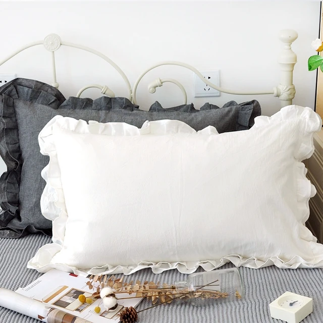 $US $30.50 Korean Style 100% Cotton Double Layer Ruffle Pillowcase Princess Pillow Cover Protector Bedding Accessory 48*74cm Pillow Case
