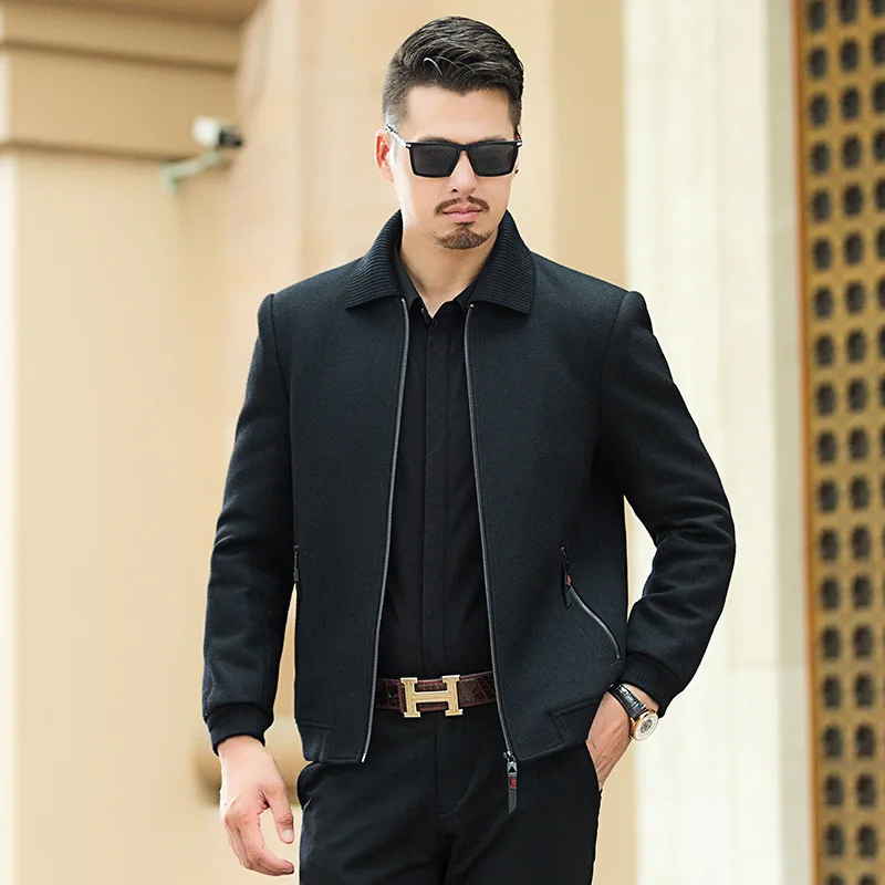 

Winter Middle Age Men Wool Woolen Cloth Coat Keep Warm Short Money Woolen Coat Dad Install Clothing Male