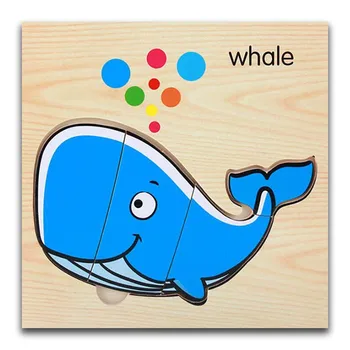 

Cartoon whale Wooden Animal Transportation 3d Puzzle Jigsaw Wooden Toys For Intelligence Kids Baby Early Educational Toy