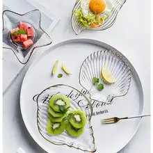 Серия скандинавского океана прозрачная стеклянная салатная миска для десерта тарелка для закуски поднос горячая Распродажа украшение дома хранение кухонные аксессуары