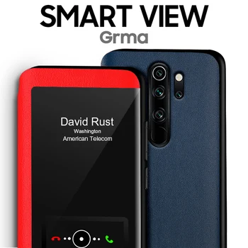 

GRMA Original Mirror View PU Leather Flip Cover For Xiaomi Redmi Note 8 K20 Pro Case Large Window For Xiaomi mi 9T Pro Case