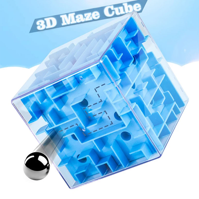 

3D Cube Case Box Improve Children Intelligent Hands-on/Balance Ability Fun Brain Game Toys Puzzle Maze Steel Ball Game Toys