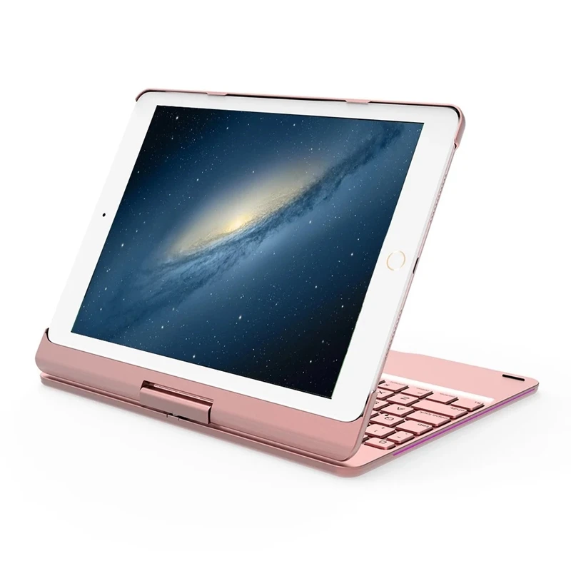 F180 Wireless Bt Keyboard 360 Degree Rotating Portable Foldable Stand Protective Cover Holder Colorful Backlight Keypad For Ipad