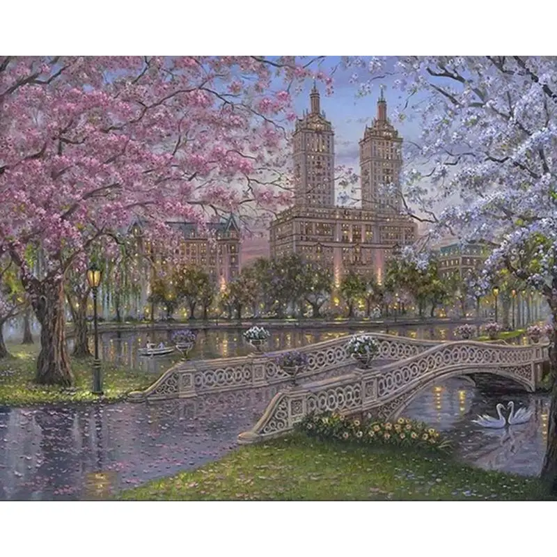 City Painting By Numbers London Landscape On Canvas DIY Kits For Adults Acrylic Paint Coloring Drawing Picture Number Decor | Дом и сад