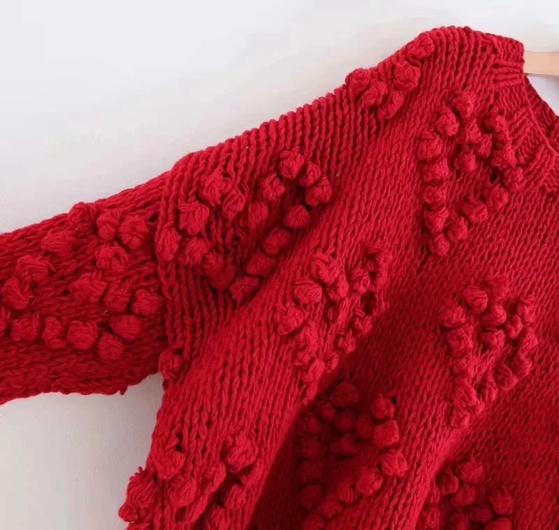 Withered sweaters women fashion blogger vintage hand knitted o-neck oversize love Jacquard weave thick pullovers sweaters women