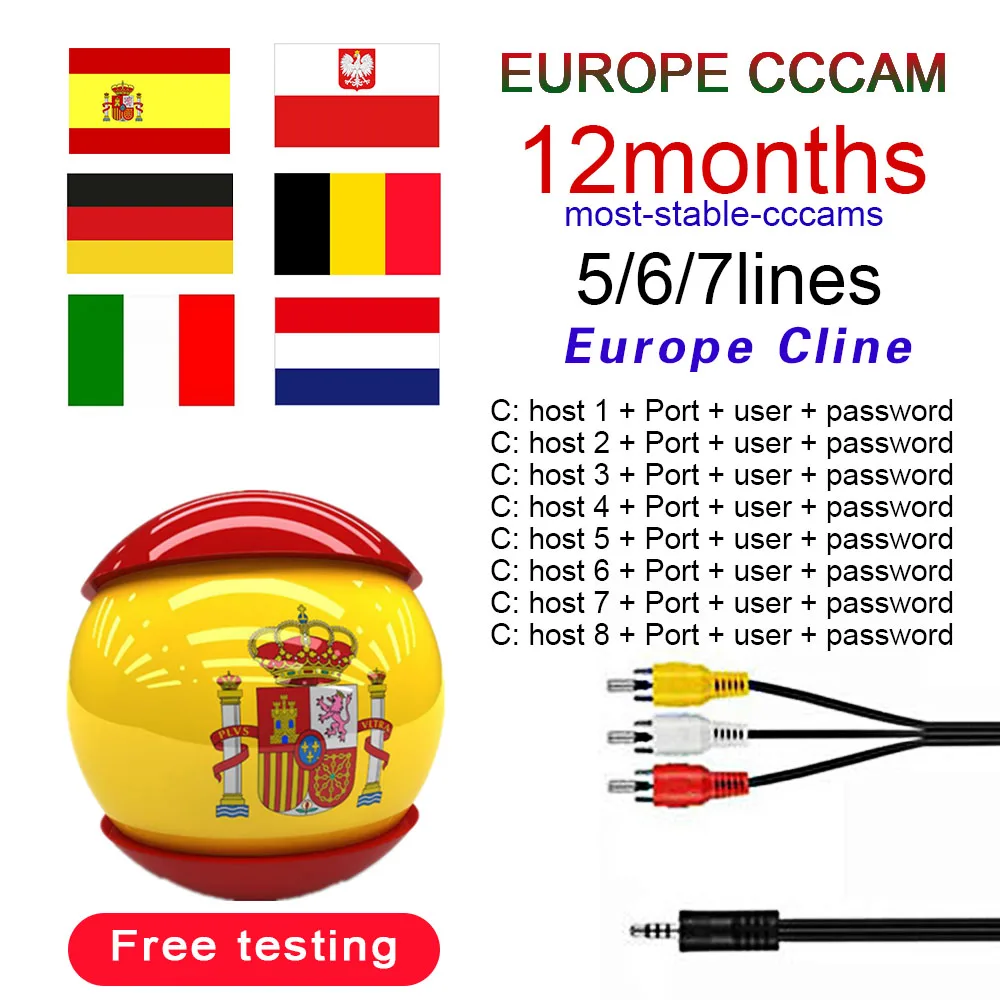 

Europe 12 months new 5/6/7/8 clines cccam DVB S2 full HD very stable
