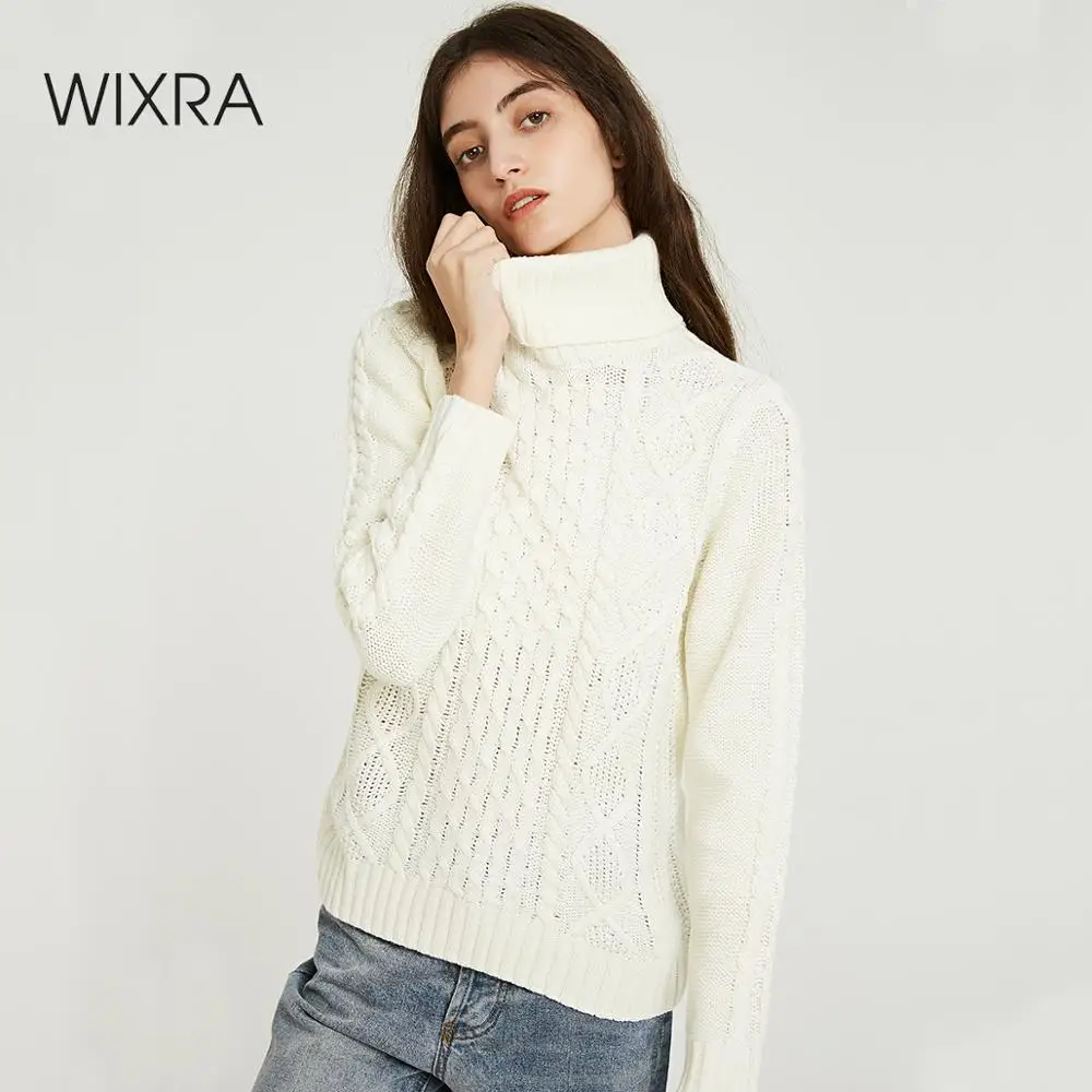 Wixra Must Have Solid Sweaters 2019 Autumn Winter Female Turtleneck Warm Basic Slim Knitted Sweater Pullovers Women's Jumpers | Женская