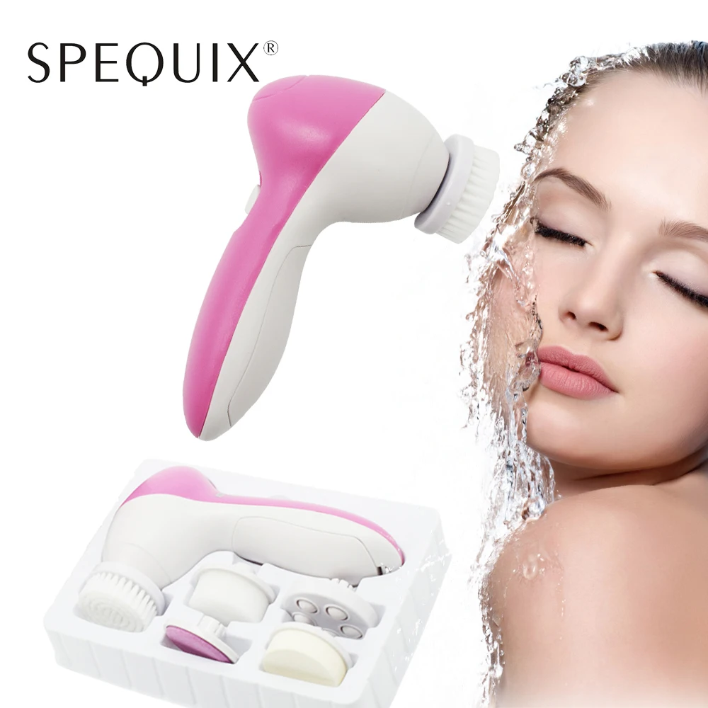 Portable Electric Face Cleaner With Brushes Deep Clean 5 In1 Facial Care Pore Massager Travel Mini Skin Tools | Красота и здоровье