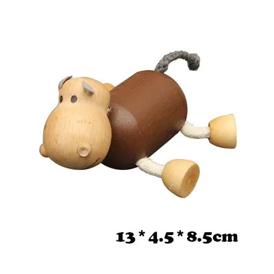 Дети мультфильм дикие деревянные модели животных игрушки/деревянные персонажи зоо Лев Слон Тигр Бегемот крокодил панда подарок на день рождения - Цвет: hippo