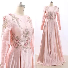 MACloth розовый трапециевидной формы с круглым вырезом длиной до пола Длинные хрустальные атласные вечерние платья платье M 266141 распродажа