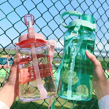 

Large 2000ml Water Bottle Cute Hydroflask Sport Woman Plastic Juice Bottles Travel Drinks Botellas De Agua Gym Bottle AC50SP