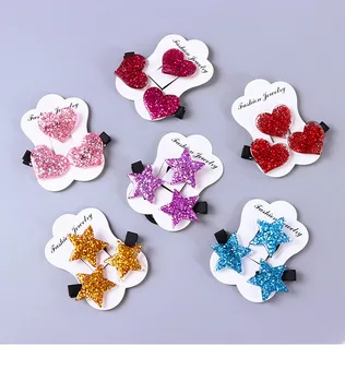 

DHL 1000set 3PCS/set Children Acrylic Love Star Elastic Hair Band Safety Hair Clips Colorful Cute Girls Gift Kids Headwear