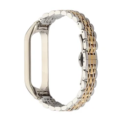 Rose Gold Stainless Steel Bracelet Wristband Accessory - Mi Band 3 4 (Silver Gold)