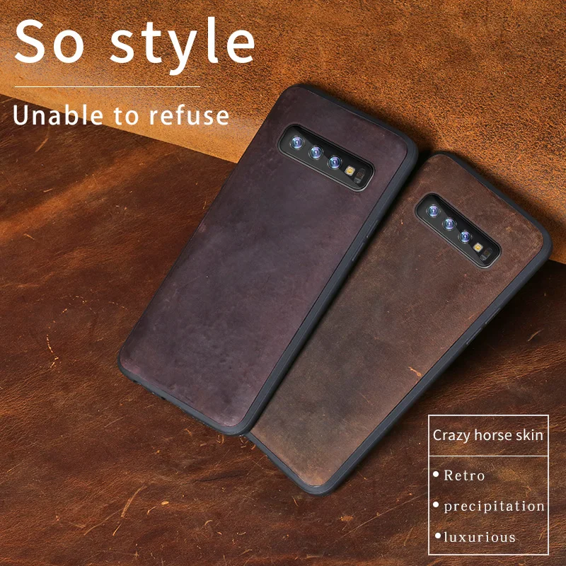 Подлинный выдвижной кожаный чехол для Samsung Galaxy S10 S8 S9 S7 plus A30 A40 A50 A70 A7 A8 S10e Note 8 9 Crazy