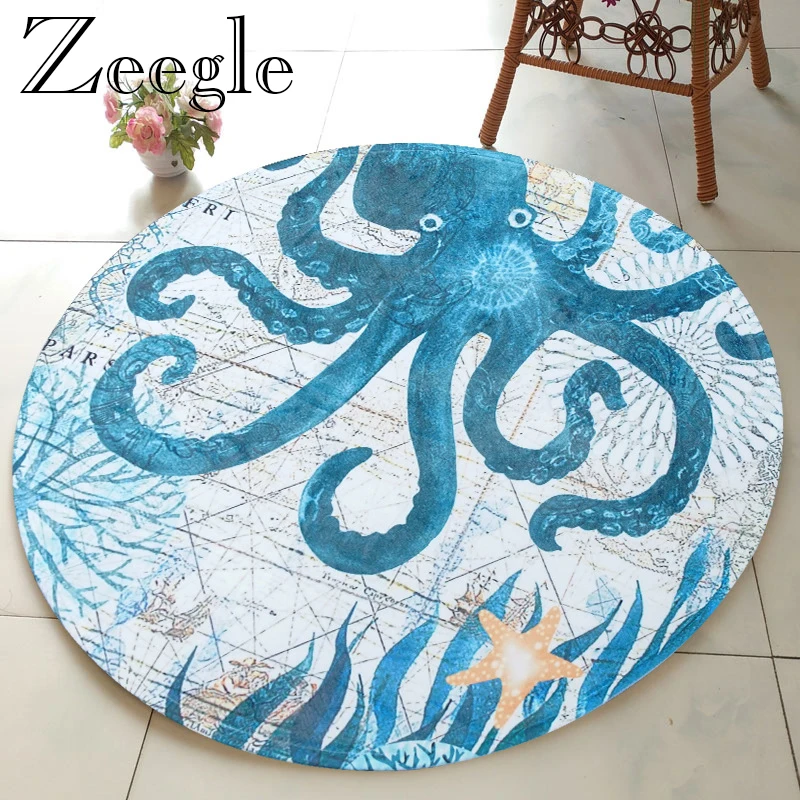 Zeegle Round Carpet Living Room Rug Bedroom Mat Soft Kids Room Carpet Non-slip Bathroom Mat Absorbent Shower Rug Foot Mat
