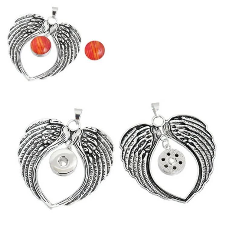 DoreenBeads Мода цинковый сплав Круглая Подвеска подходит 18 мм/20 мм кнопки Крыло ангела состаренные серебряные подвески, 1 шт