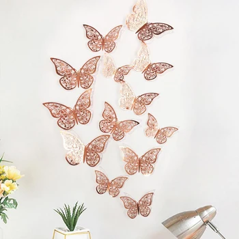 12Pcs 4D Hollow Butterfly Wall Sticker DIY Home Decoration Wall Stickers wedding Party Wedding Decors Butterfly Kids Room Decors 2