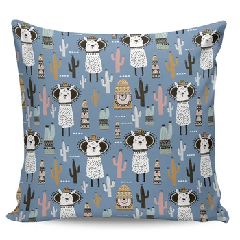 

Alpaca Cartoon Cactus Pillow Covers Cases Cushion Pillowcase Square Print
