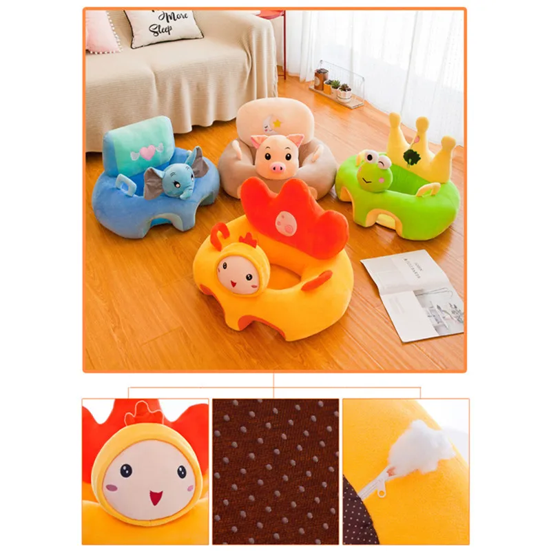 Cute Cartoon Baby Sofa for Infant Bebe Seat Sofa Sit Learning Chair Washable Cover With Zipper Or PP Cotton