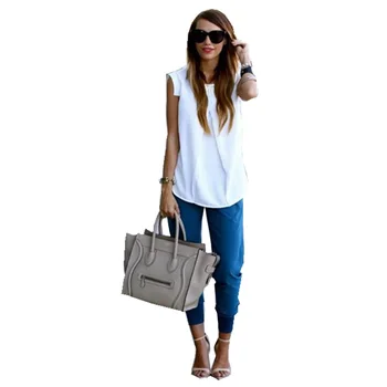 

HIRIGIN 2019 Womens Casual Sleeveless Chiffon Vest ladys Solid Blouse Women Clothes Ruffle Elegant Vintage Feminine Shirts